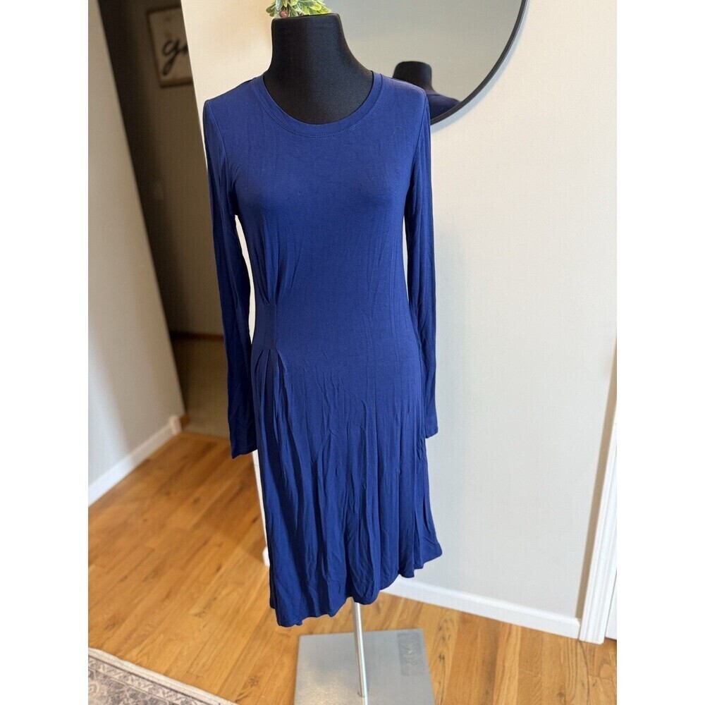 BCBG MaxAzria Blue Scoop Neck Asymmetrical Hem Sz Small